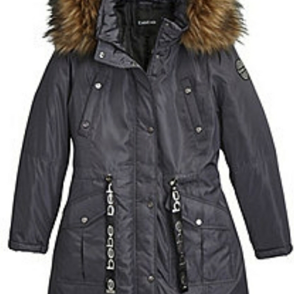 🏷NWT Charcoal  BEBE Hooded Anorak - Picture 2 of 9